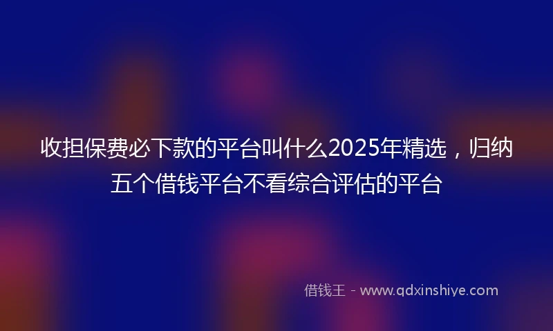 收担保费必下款的平台叫什么2025年精选，归纳五个借钱平台不看综合评估的平台