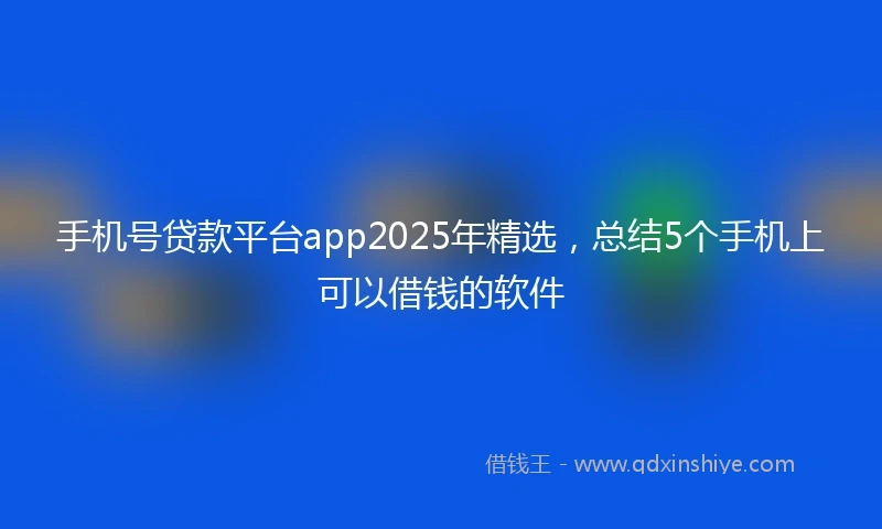 手机号贷款平台app2025年精选，总结5个手机上可以借钱的软件