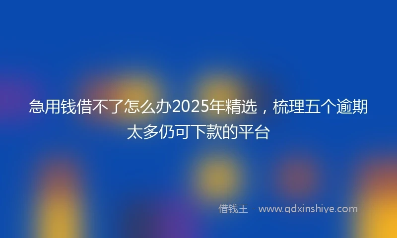 急用钱借不了怎么办2025年精选，梳理五个逾期太多仍可下款的平台