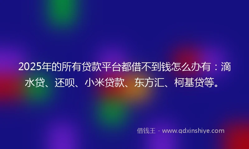 2025年的所有贷款平台都借不到钱怎么办有：滴水贷、还呗、小米贷款、东方汇、柯基贷等。