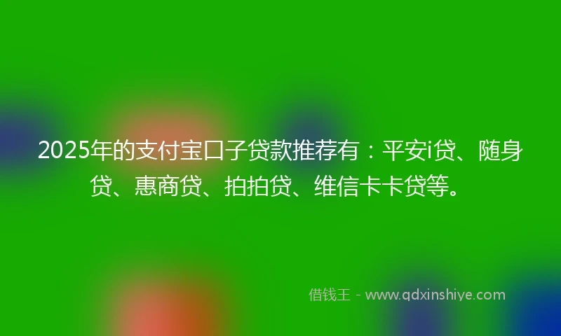 2025年的支付宝口子贷款推荐有：平安i贷、随身贷、惠商贷、拍拍贷、维信卡卡贷等。