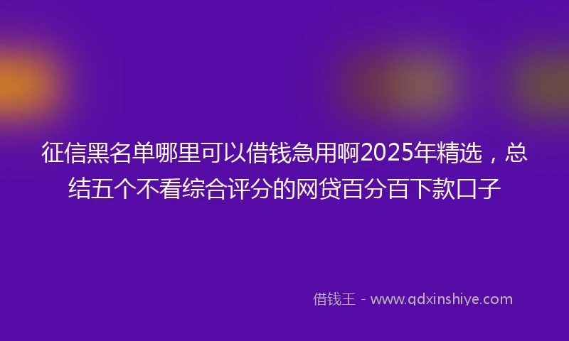 征信黑名单哪里可以借钱急用啊2025年精选,总结五个不看综合评分的网贷百分百下款口子
