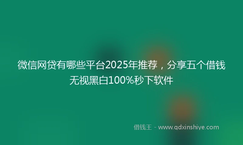 微信网贷有哪些平台2025年推荐，分享五个借钱无视黑白100%秒下软件