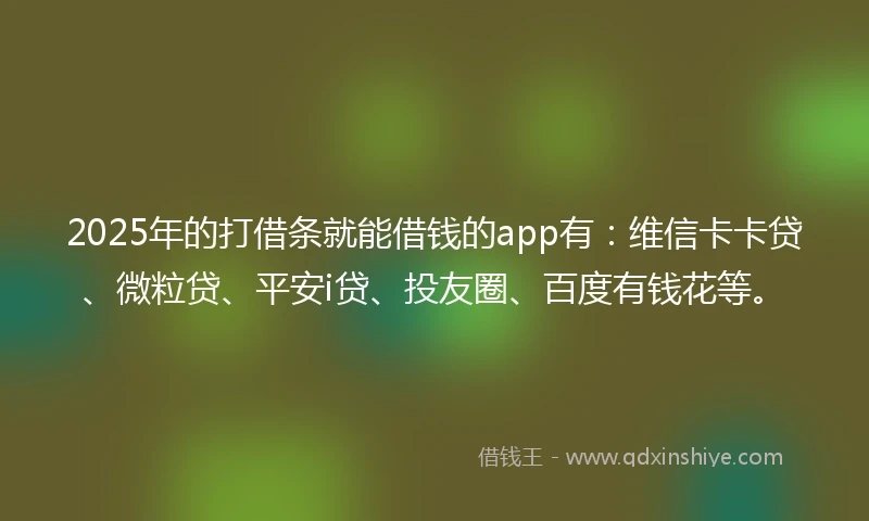 2025年的打借条就能借钱的app有：维信卡卡贷、微粒贷、平安i贷、投友圈、百度有钱花等。