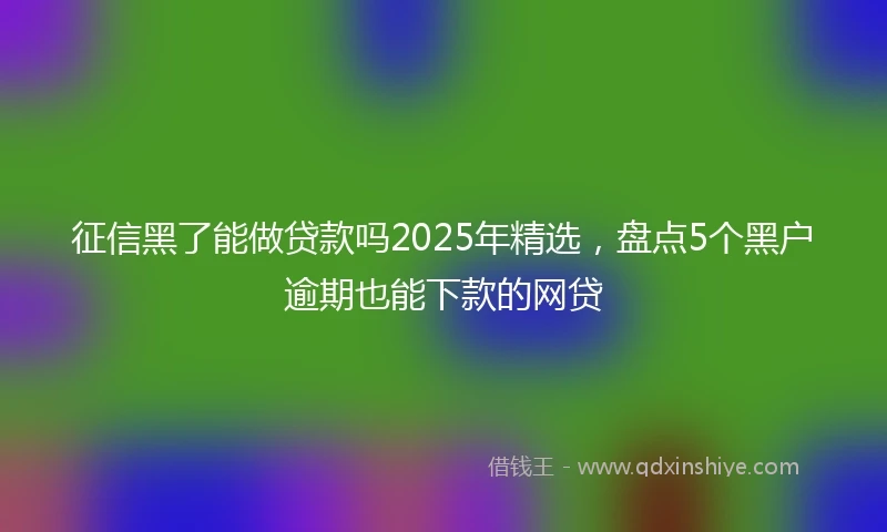征信黑了能做贷款吗2025年精选，盘点5个黑户逾期也能下款的网贷