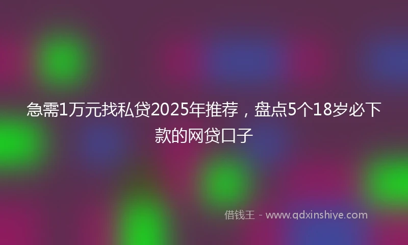急需1万元找私贷2025年推荐，盘点5个18岁必下款的网贷口子