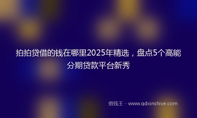 拍拍贷借的钱在哪里2025年精选，盘点5个高能分期贷款平台新秀
