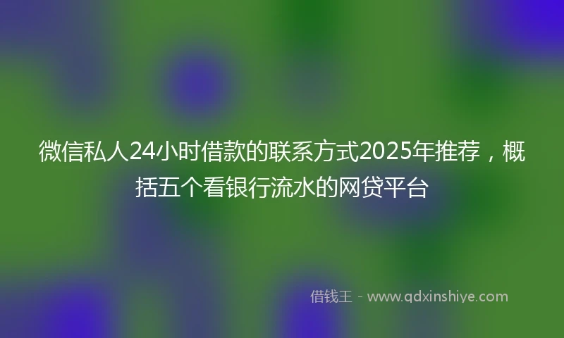 微信私人24小时借款的联系方式2025年推荐，概括五个看银行流水的网贷平台