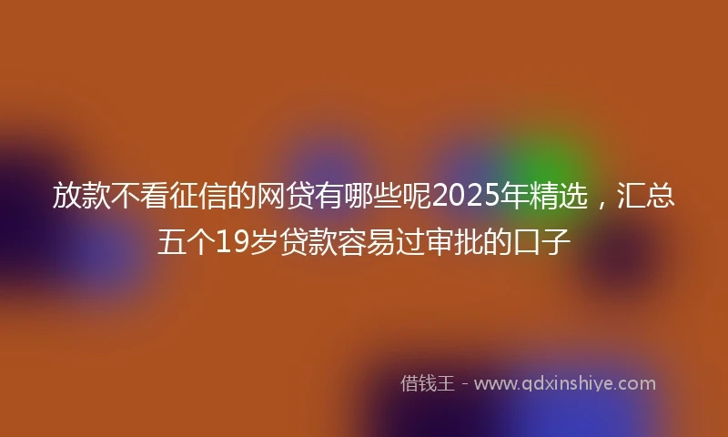 放款不看征信的网贷有哪些呢2025年精选，汇总五个19岁贷款容易过审批的口子