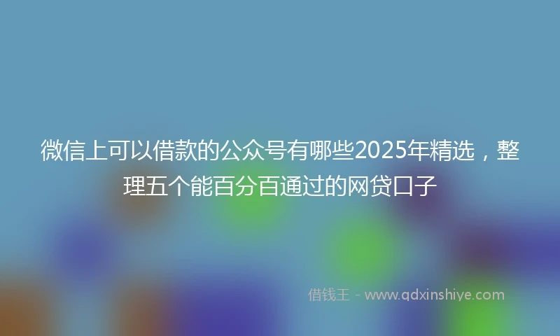 微信上可以借款的公众号有哪些2025年精选，整理五个能百分百通过的网贷口子