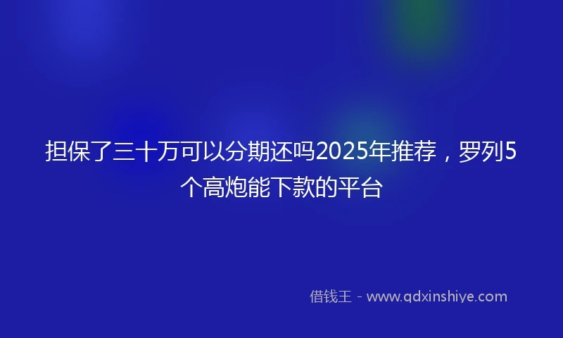 担保了三十万可以分期还吗2025年推荐，罗列5个高炮能下款的平台