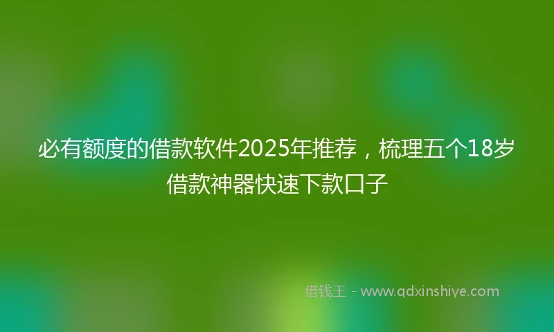 必有额度的借款软件2025年推荐，梳理五个18岁借款神器快速下款口子