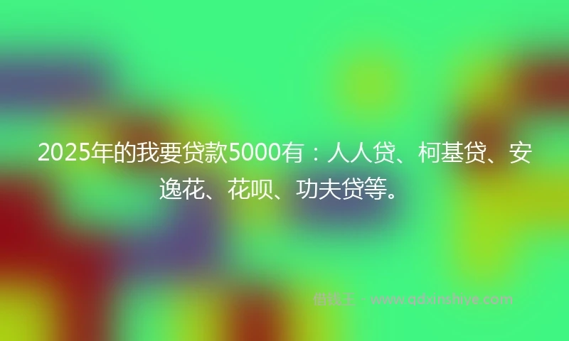 2025年的我要贷款5000有：人人贷、柯基贷、安逸花、花呗、功夫贷等。
