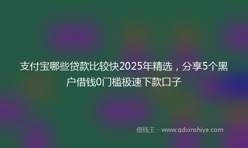 支付宝哪些贷款比较快2025年精选，分享5个黑户借钱0门槛极速下款口子