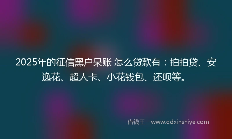 2025年的征信黑户呆账 怎么贷款有：拍拍贷、安逸花、超人卡、小花钱包、还呗等。