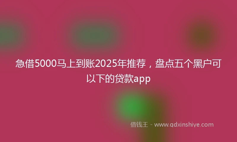 急借5000马上到账2025年推荐，盘点五个黑户可以下的贷款app