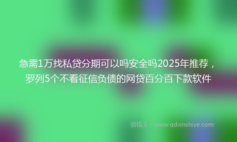 急需1万找私贷分期可以吗安全吗2025年推荐，罗列5个不看征信负债的网贷百分百下款软件