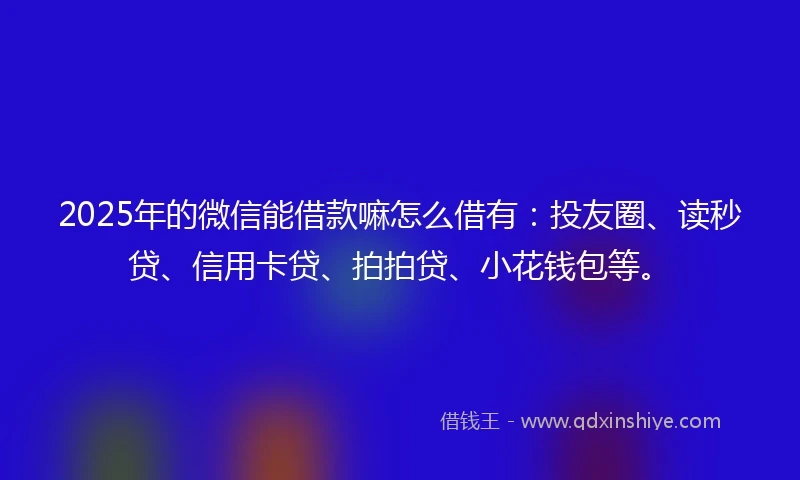 2025年的微信能借款嘛怎么借有：投友圈、读秒贷、信用卡贷、拍拍贷、小花钱包等。