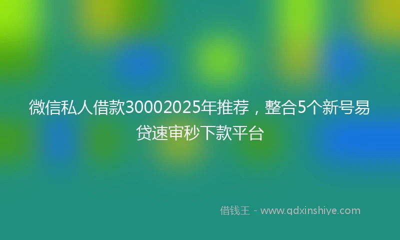 微信私人借款30002025年推荐，整合5个新号易贷速审秒下款平台