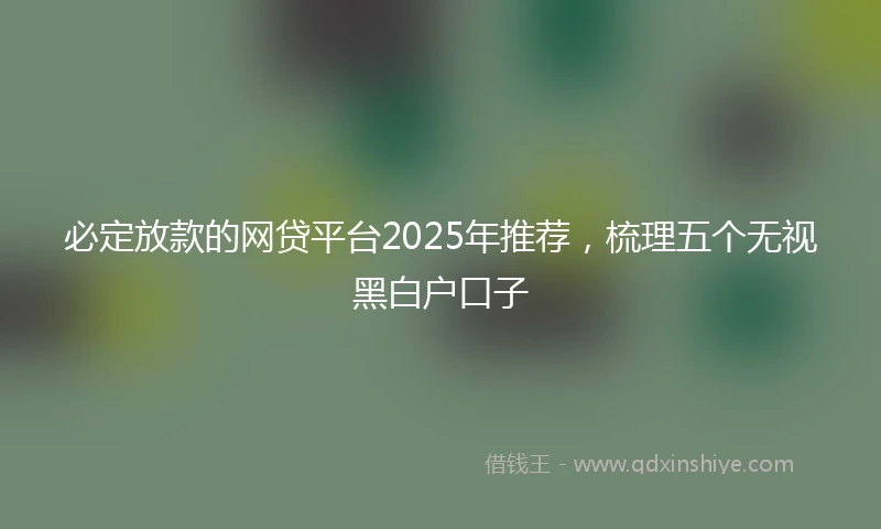 必定放款的网贷平台2025年推荐，梳理五个无视黑白户口子