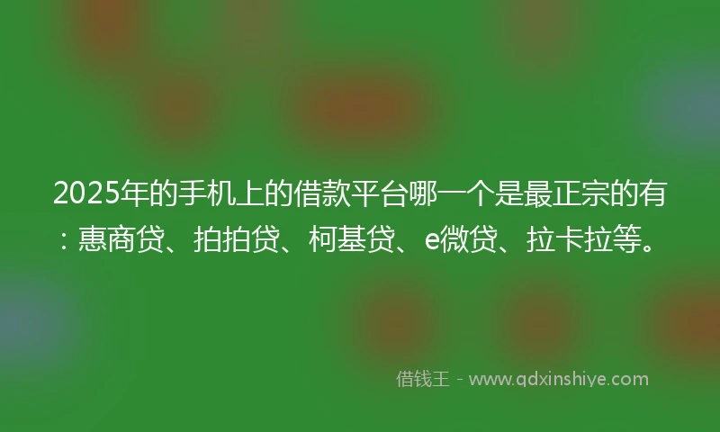 2025年的手机上的借款平台哪一个是最正宗的有：惠商贷、拍拍贷、柯基贷、e微贷、拉卡拉等。