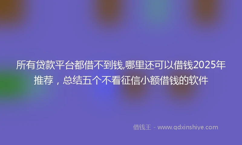 所有贷款平台都借不到钱,哪里还可以借钱2025年推荐，总结五个不看征信小额借钱的软件