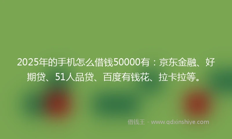 2025年的手机怎么借钱50000有：京东金融、好期贷、51人品贷、百度有钱花、拉卡拉等。