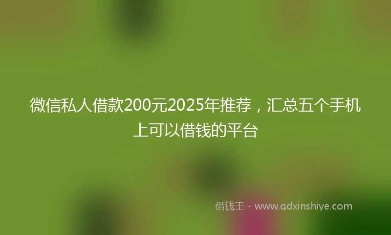 微信私人借款200元2025年推荐，汇总五个手机上可以借钱的平台