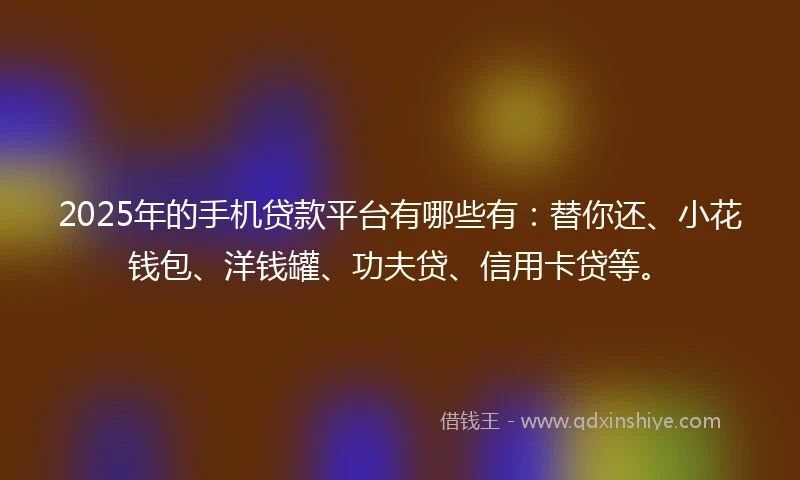 2025年的手机贷款平台有哪些有：替你还、小花钱包、洋钱罐、功夫贷、信用卡贷等。