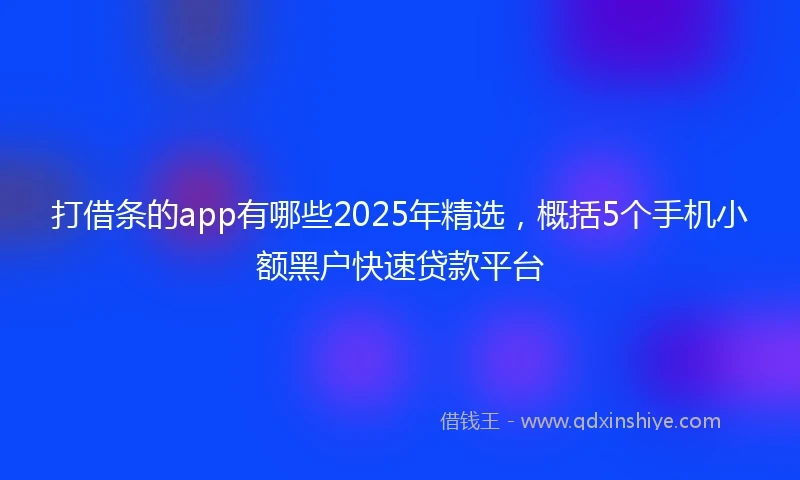 打借条的app有哪些2025年精选，概括5个手机小额黑户快速贷款平台
