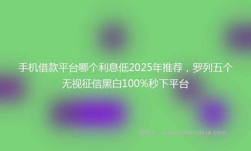 手机借款平台哪个利息低2025年推荐，罗列五个无视征信黑白100%秒下平台
