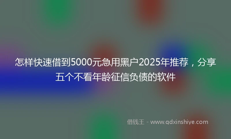 怎样快速借到5000元急用黑户2025年推荐，分享五个不看年龄征信负债的软件
