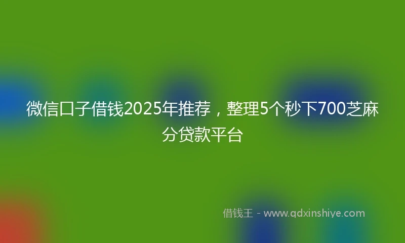 微信口子借钱2025年推荐，整理5个秒下700芝麻分贷款平台