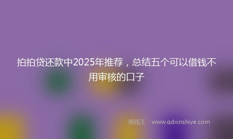 拍拍贷还款中2025年推荐，总结五个可以借钱不用审核的口子