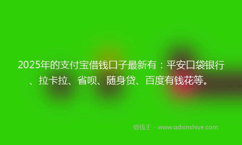2025年的支付宝借钱口子最新有：平安口袋银行、拉卡拉、省呗、随身贷、百度有钱花等。
