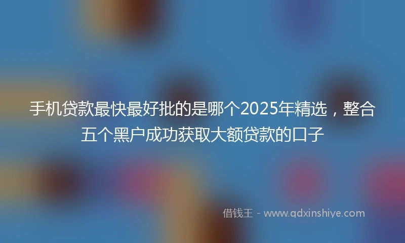 手机贷款最快最好批的是哪个2025年精选，整合五个黑户成功获取大额贷款的口子