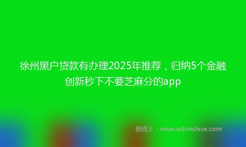 徐州黑户贷款有办理2025年推荐,归纳5个金融创新秒下不要芝麻分的app