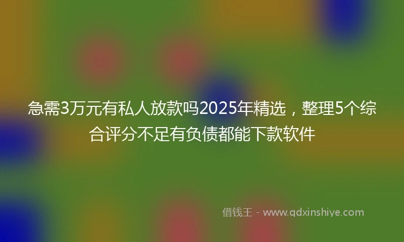 急需3万元有私人放款吗2025年精选，整理5个综合评分不足有负债都能下款软件
