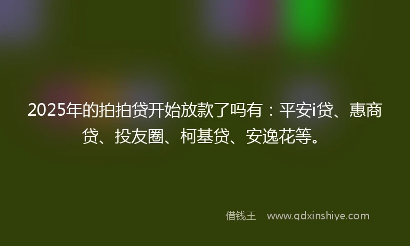 2025年的拍拍贷开始放款了吗有：平安i贷、惠商贷、投友圈、柯基贷、安逸花等。