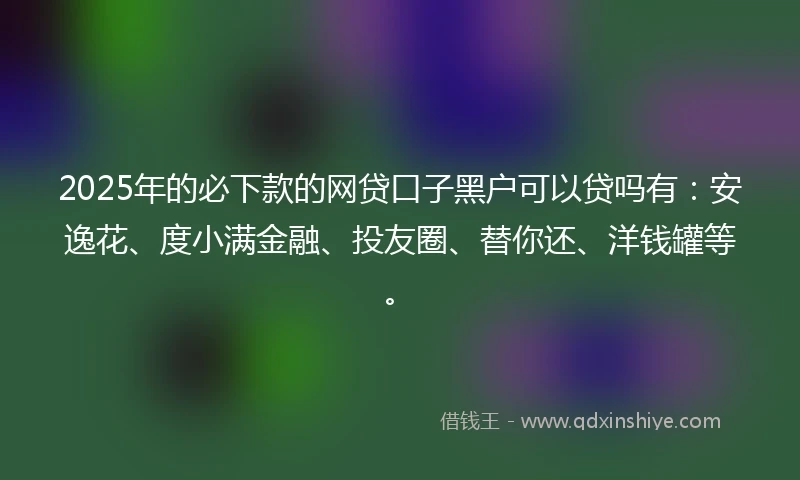 2025年的必下款的网贷口子黑户可以贷吗有：安逸花、度小满金融、投友圈、替你还、洋钱罐等。