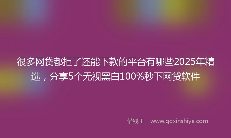 很多网贷都拒了还能下款的平台有哪些2025年精选，分享5个无视黑白100%秒下网贷软件