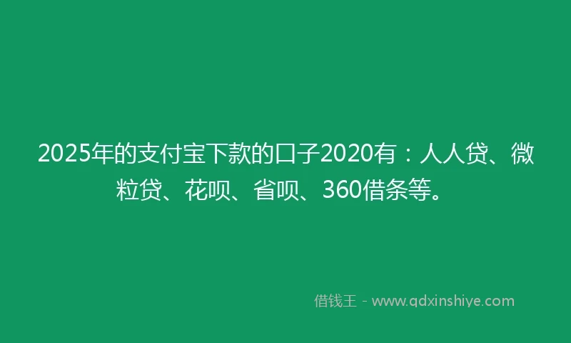 2025年的支付宝下款的口子2020有：人人贷、微粒贷、花呗、省呗、360借条等。