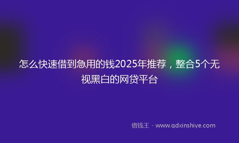 怎么快速借到急用的钱2025年推荐，整合5个无视黑白的网贷平台