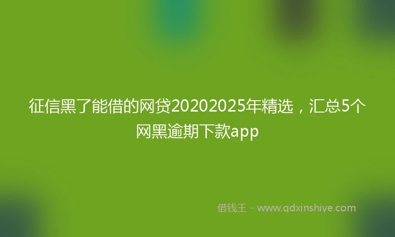 征信黑了能借的网贷20202025年精选，汇总5个网黑逾期下款app
