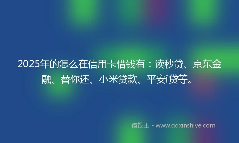 2025年的怎么在信用卡借钱有：读秒贷、京东金融、替你还、小米贷款、平安i贷等。