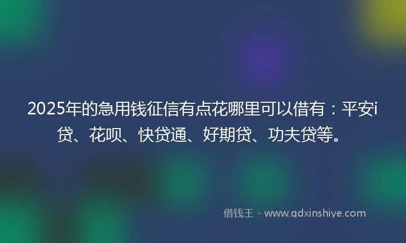 2025年的急用钱征信有点花哪里可以借有：平安i贷、花呗、快贷通、好期贷、功夫贷等。