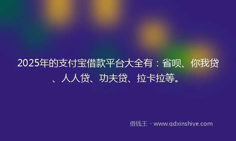 2025年的支付宝借款平台大全有：省呗、你我贷、人人贷、功夫贷、拉卡拉等。