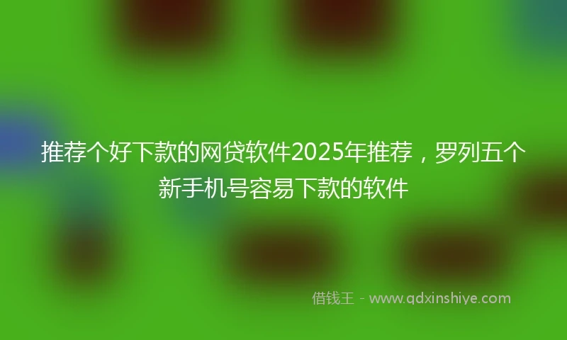 推荐个好下款的网贷软件2025年推荐，罗列五个新手机号容易下款的软件