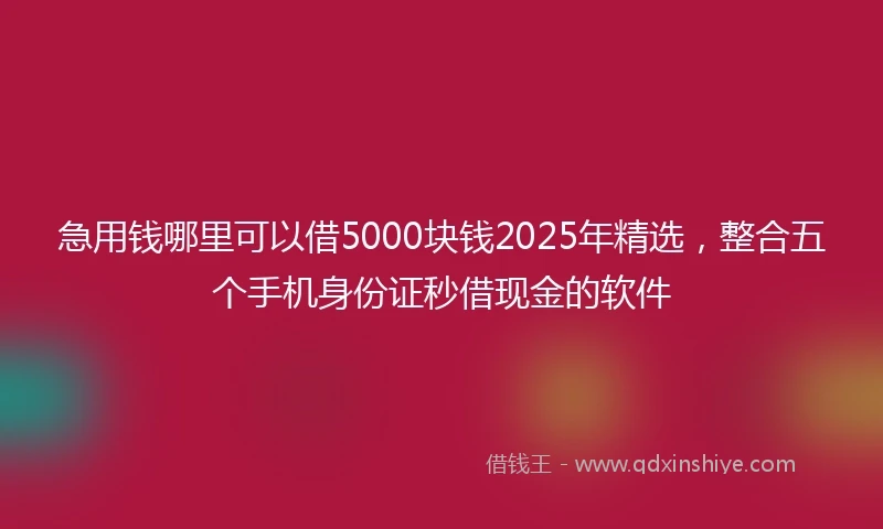 急用钱哪里可以借5000块钱2025年精选，整合五个手机身份证秒借现金的软件