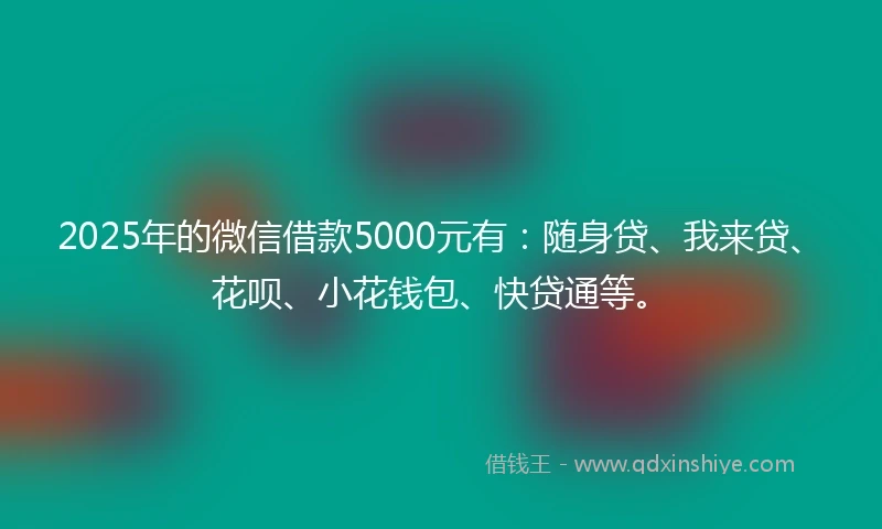 2025年的微信借款5000元有：随身贷、我来贷、花呗、小花钱包、快贷通等。